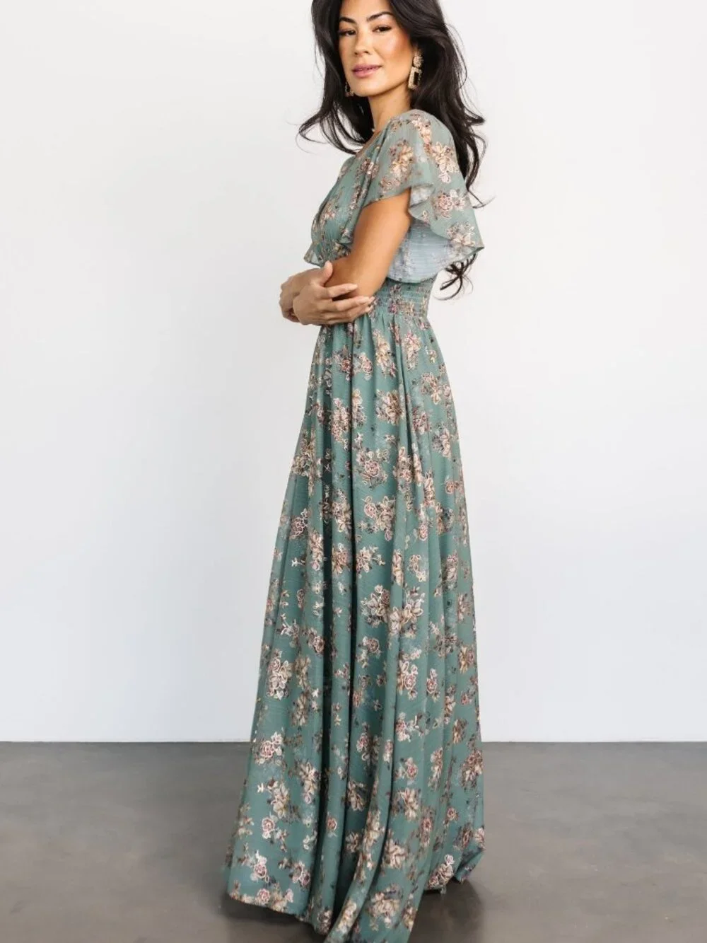 Baltic Born Lynlee Metallic Maxi Dress | Eucalyptus Size MM - Picture 5 of 5